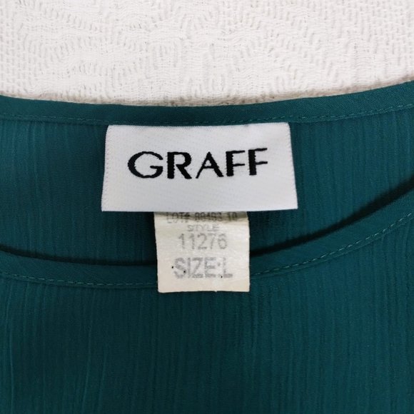 1970's Vintage Sleeveless Silky Flowy Teal Green Slip on Blouse Size Large - Picture 6 of 10